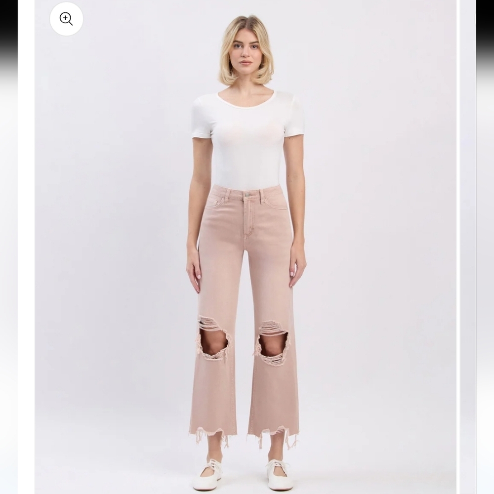 Vervet July Song High-rise 90's Vintage Crop Flare Jeans Rose Pink Size 26